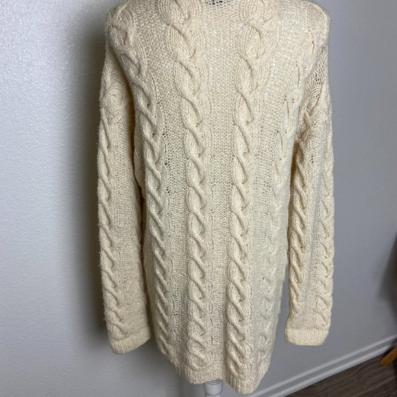 Vintage Wool Cotton Knit Sweater Cardigan Cable Made in Hong Kong - Picture 5 of 7